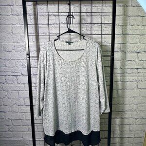 Adrianna Papell 3X Polka Dot Print Blouse with Chiffon Hem